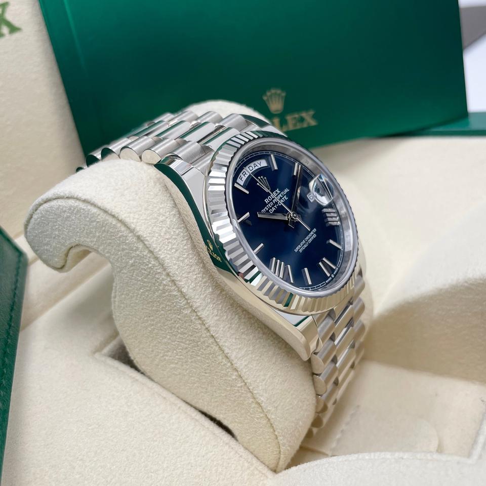 Rolex Day-Date 40 228239 White Gold Blue Roman Dial 40mm