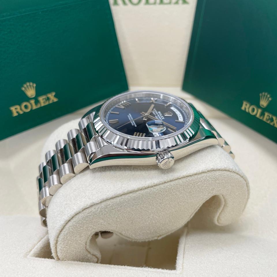 Rolex Day-Date 40 228239 White Gold Blue Roman Dial 40mm