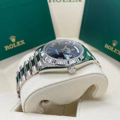 Rolex Day-Date 40 228239 White Gold Blue Roman Dial 40mm