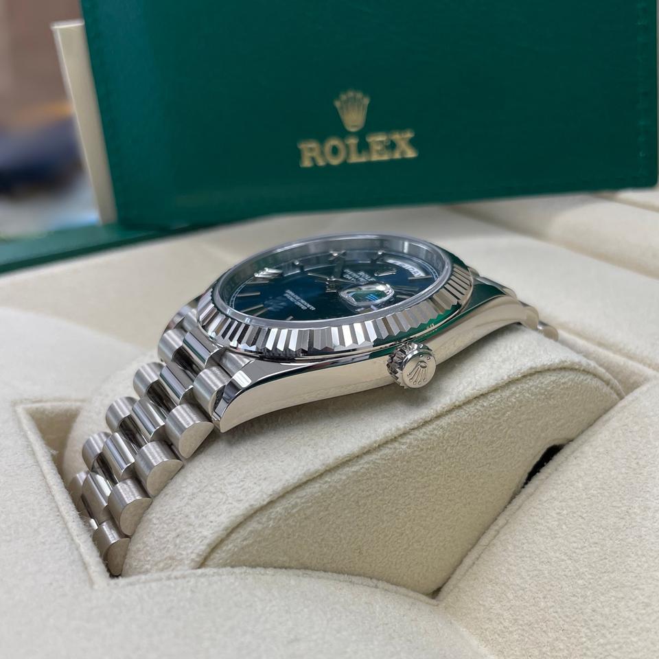 Rolex Day-Date 40 228239 White Gold Blue Roman Dial 40mm