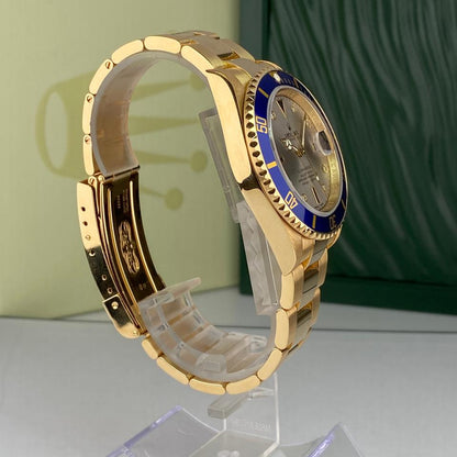 Rolex Submariner Date 16618 Silver Serti Diamond Dial 18K Yellow Gold 40mm