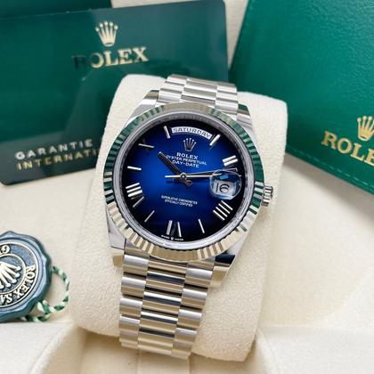 Rolex Day-Date 40 228239 Blue Ombré Roman Dial White Gold 40mm