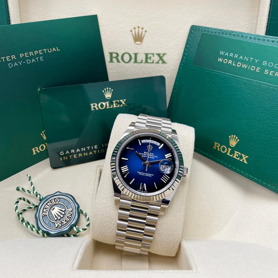 Rolex Day-Date 40 228239 Blue Ombré Roman Dial White Gold 40mm