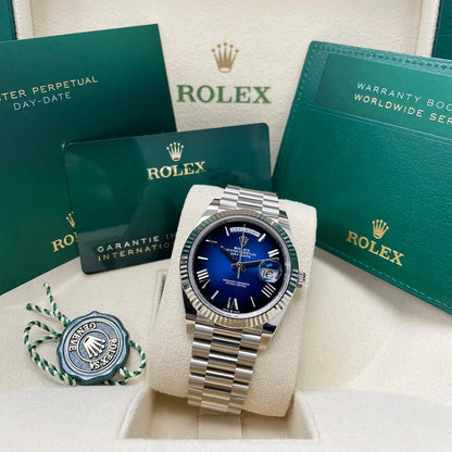 Rolex Day-Date 40 228239 Blue Ombré Roman Dial White Gold 40mm