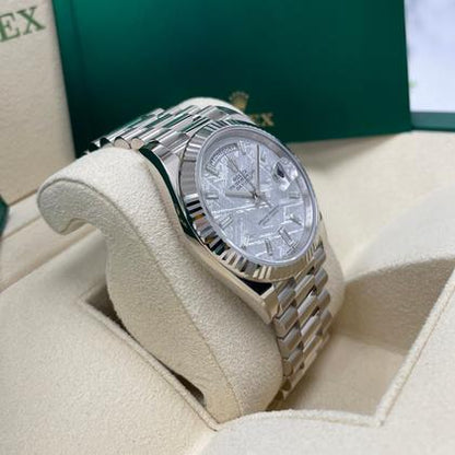Rolex Day-Date 40 228239 White Gold Meteorite Baguette Diamond Dial 40mm