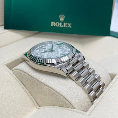 Rolex Day-Date 40 228239 White Gold Meteorite Baguette Diamond Dial 40mm