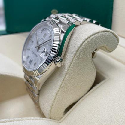Rolex Day-Date 40 228239 White Gold Meteorite Baguette Diamond Dial 40mm