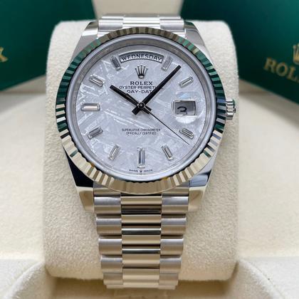 Rolex Day-Date 40 228239 White Gold Meteorite Baguette Diamond Dial 40mm