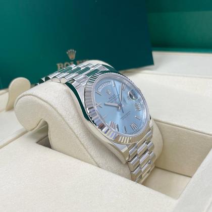 Rolex Day-Date 40 228236 Platinum Ice Blue Roman Dial 40mm