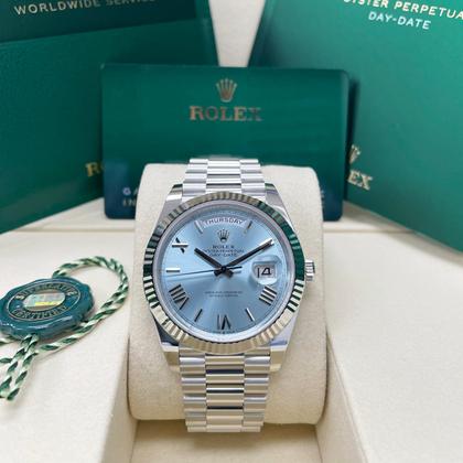 Rolex Day-Date 40 228236 Platinum Ice Blue Roman Dial 40mm