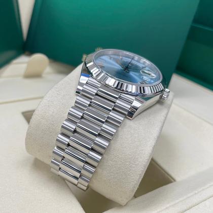 Rolex Day-Date 40 228236 Platinum Ice Blue Roman Dial 40mm