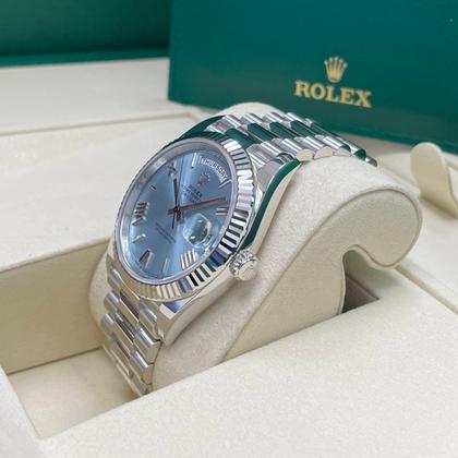 Rolex Day-Date 40 228236 Platinum Ice Blue Roman Dial 40mm