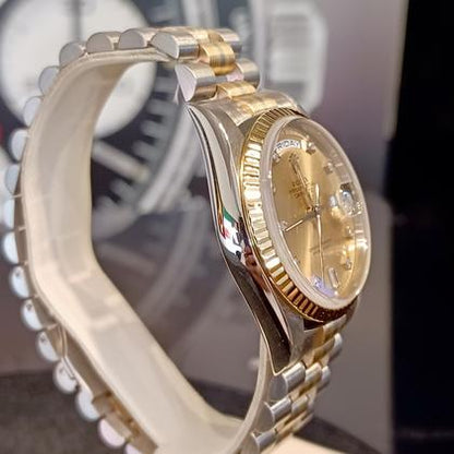 Rolex Day-Date 36 18239 Tridor Champagne Diamond Dial White Gold 36mm