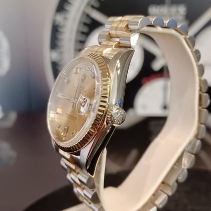 Rolex Day-Date 36 18239 Tridor Champagne Diamond Dial White Gold 36mm