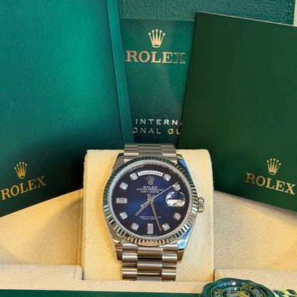 Rolex Day-Date 36 128239 Blue Ombré Diamond Dial White Gold 36mm