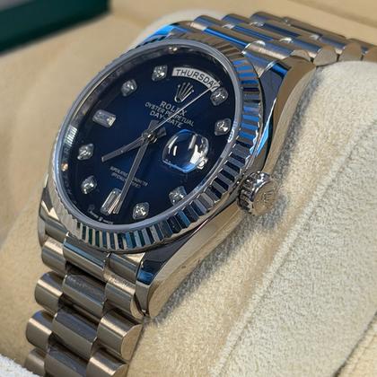 Rolex Day-Date 36 128239 Blue Ombré Diamond Dial White Gold 36mm