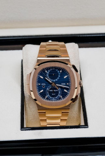 Patek Philippe Nautilus Travel Time 5990/1R-001 Rose Gold Blue Dial