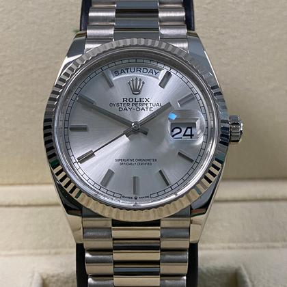 Rolex Day-Date 36 128239 White Gold Silver Index Dial President 36mm