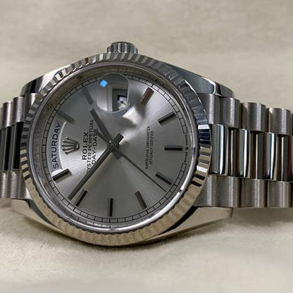 Rolex Day-Date 36 128239 White Gold Silver Index Dial President 36mm