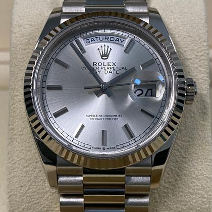 Rolex Day-Date 36 128239 White Gold Silver Index Dial President 36mm