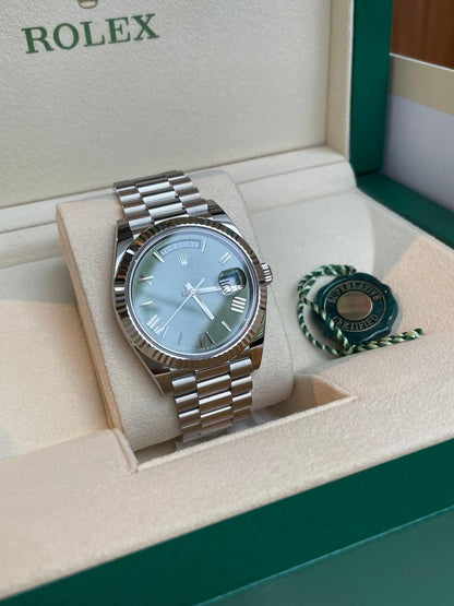 Rolex Day-Date 40 228239 White Gold Green Roman Dial 40mm