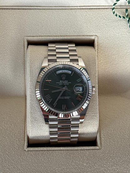 Rolex Day-Date 40 228239 White Gold Green Roman Dial 40mm