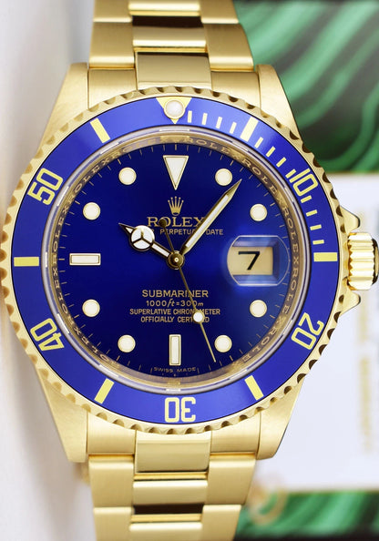 Rolex Submariner Date 16618 Blue Dial 18K Yellow Gold 40mm