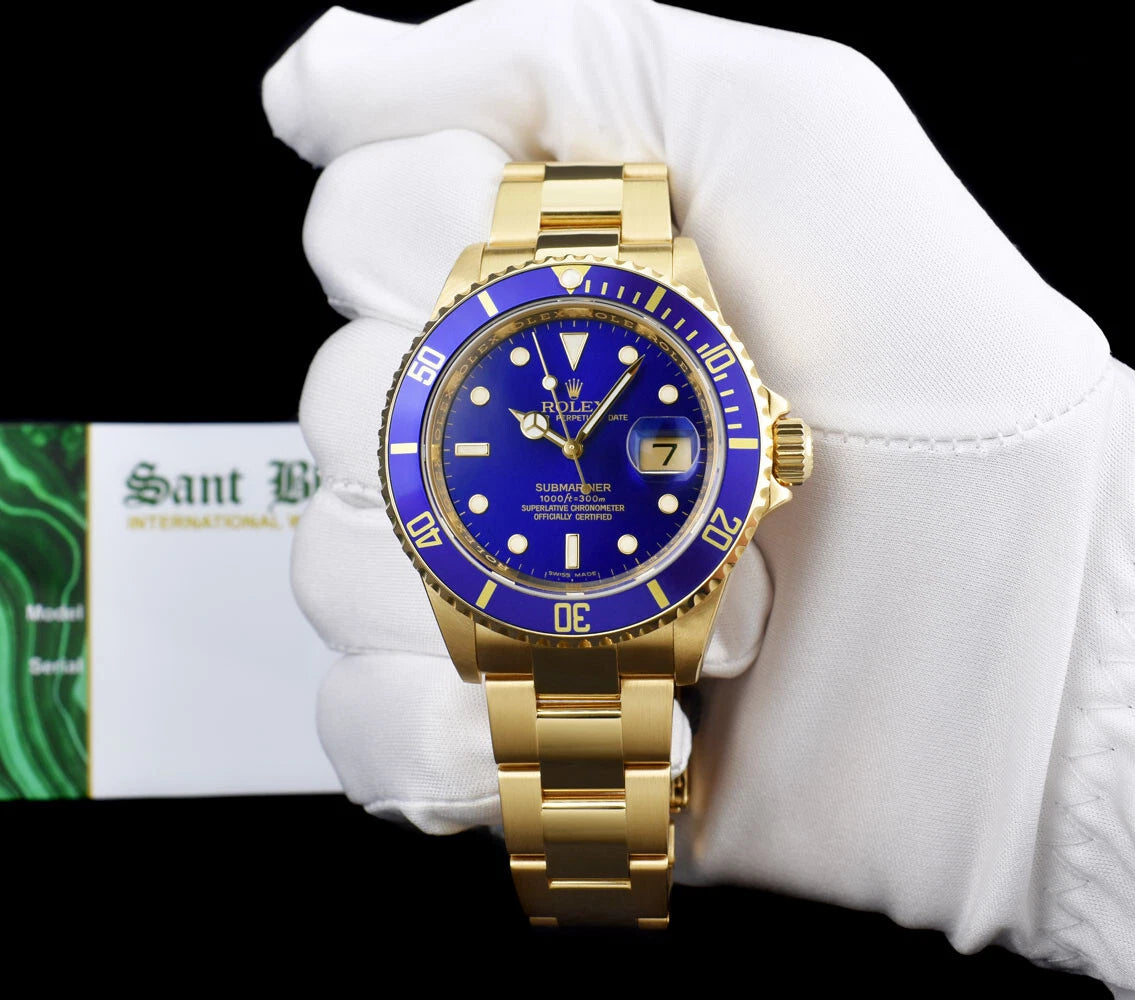 Rolex Submariner Date 16618 Blue Dial 18K Yellow Gold 40mm