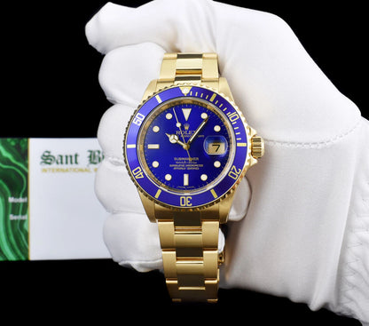 Rolex Submariner Date 16618 Blue Dial 18K Yellow Gold 40mm