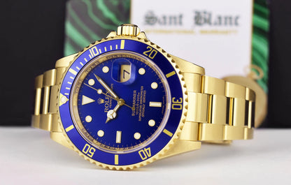 Rolex Submariner Date 16618 Blue Dial 18K Yellow Gold 40mm