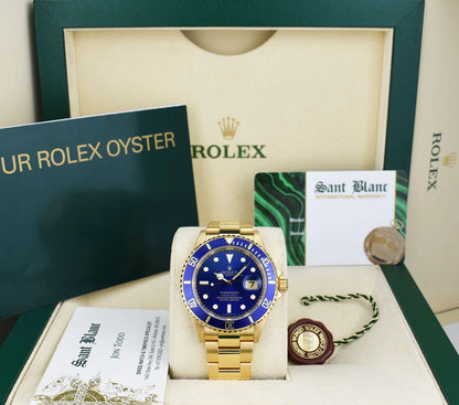 Rolex Submariner Date 16618 Blue Dial 18K Yellow Gold 40mm