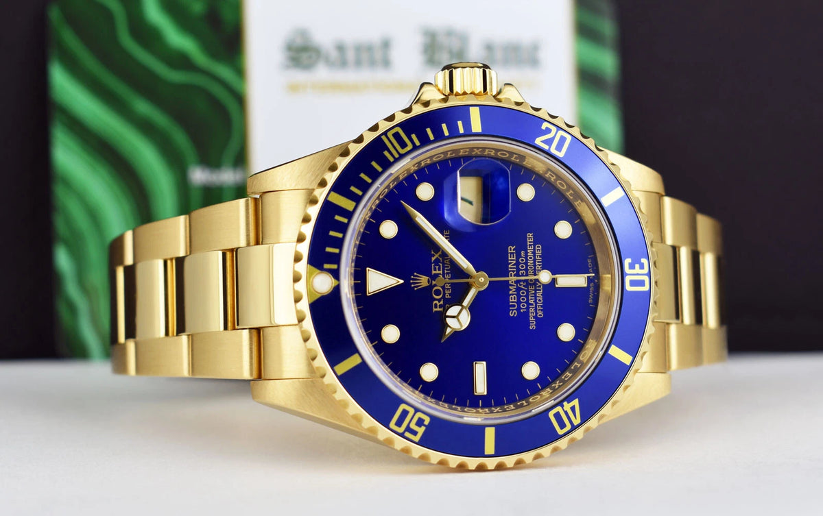 Rolex Submariner Date 16618 Blue Dial 18K Yellow Gold 40mm