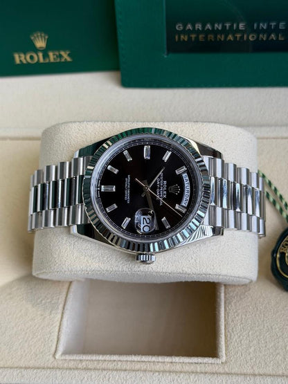 Rolex Day-Date 40 228236 Platinum Black Baguette Diamond Dial 40mm