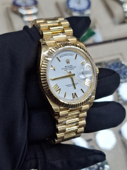 Rolex Day-Date 40 228238 White Roman Dial Yellow Gold 40mm